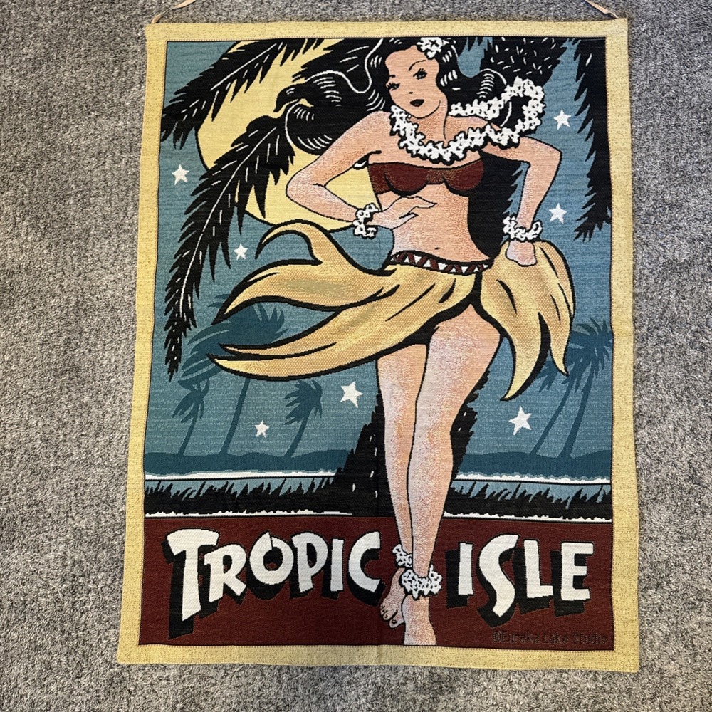 34"x26.5" Eureka Lake Studio Tropic Isle Hawaiian Dancer Fabric Wall Tapestry